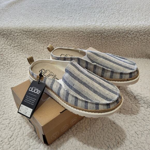 New in Box Hey Dude Lexi Stripes Blue Womens size 8 - Picture 2 of 5